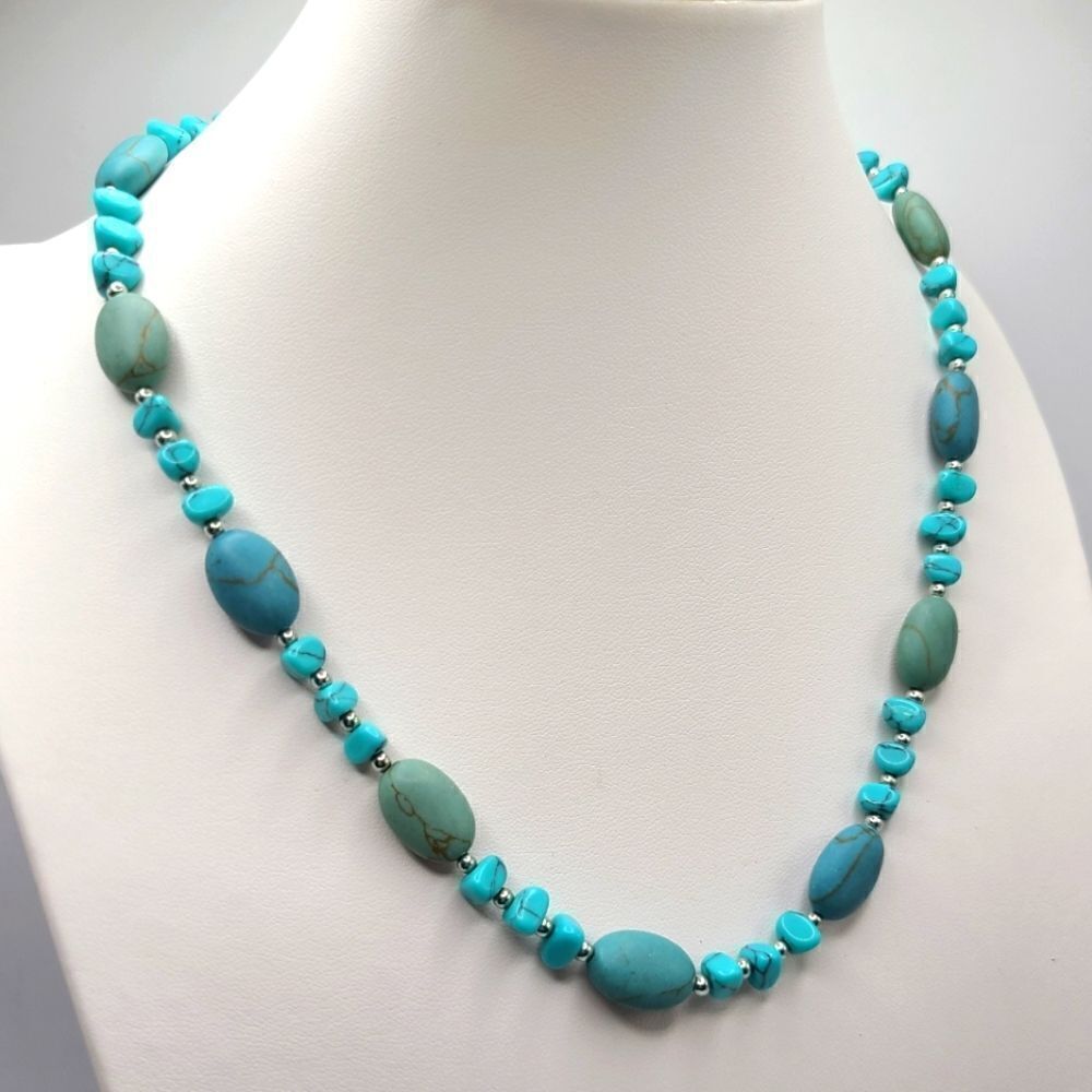 Chaps Faux Turquoise Necklace Adjustable Length 12$